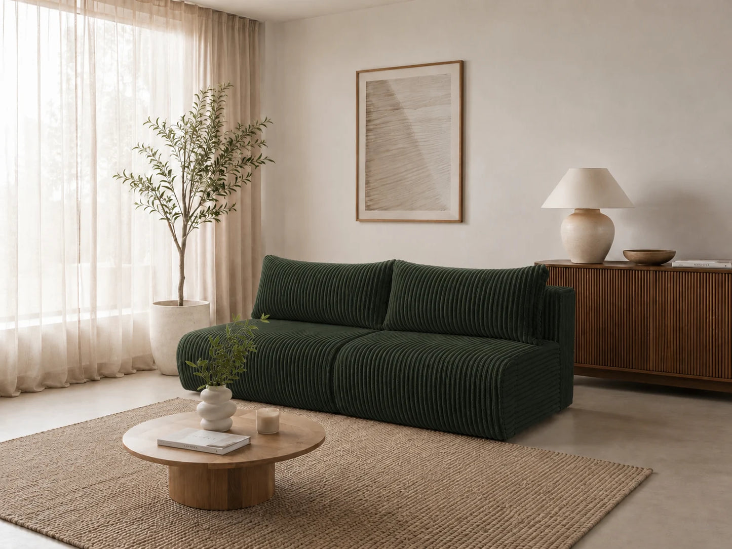Sofa Loren 200 cm z funkcją spania – gruby sztruks Ambience
