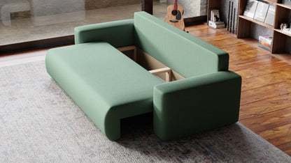 Sofa Loren 3-osobowa wolnostojąca – Onega łatwoczyszcząca, pojemnik, spanie