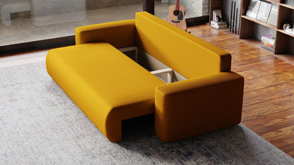 Sofa Loren 3-osobowa wolnostojąca – Onega łatwoczyszcząca, pojemnik, spanie