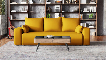 Sofa Loren 3-osobowa wolnostojąca – Onega łatwoczyszcząca, pojemnik, spanie