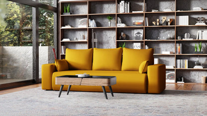 Sofa Loren 3-osobowa wolnostojąca – Onega łatwoczyszcząca, pojemnik, spanie