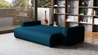 Sofa Loren 3-osobowa wolnostojąca – Onega łatwoczyszcząca, pojemnik, spanie