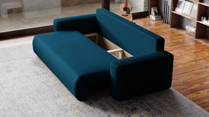Sofa Loren 3-osobowa wolnostojąca – Onega łatwoczyszcząca, pojemnik, spanie