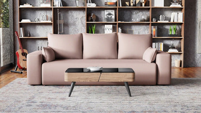 Sofa Loren 3-osobowa wolnostojąca – Onega łatwoczyszcząca, pojemnik, spanie