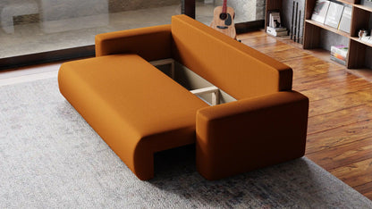 Sofa Loren 3-osobowa wolnostojąca – Onega łatwoczyszcząca, pojemnik, spanie