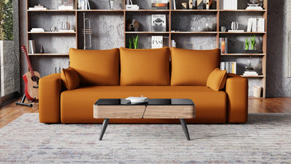Sofa Loren 3-osobowa wolnostojąca – Onega łatwoczyszcząca, pojemnik, spanie