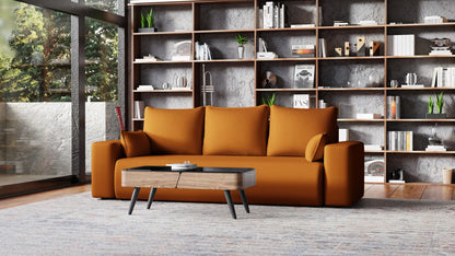 Sofa Loren 3-osobowa wolnostojąca – Onega łatwoczyszcząca, pojemnik, spanie