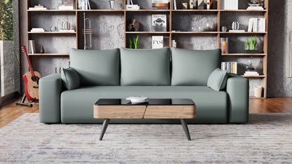 Sofa Loren 3-osobowa wolnostojąca – Onega łatwoczyszcząca, pojemnik, spanie