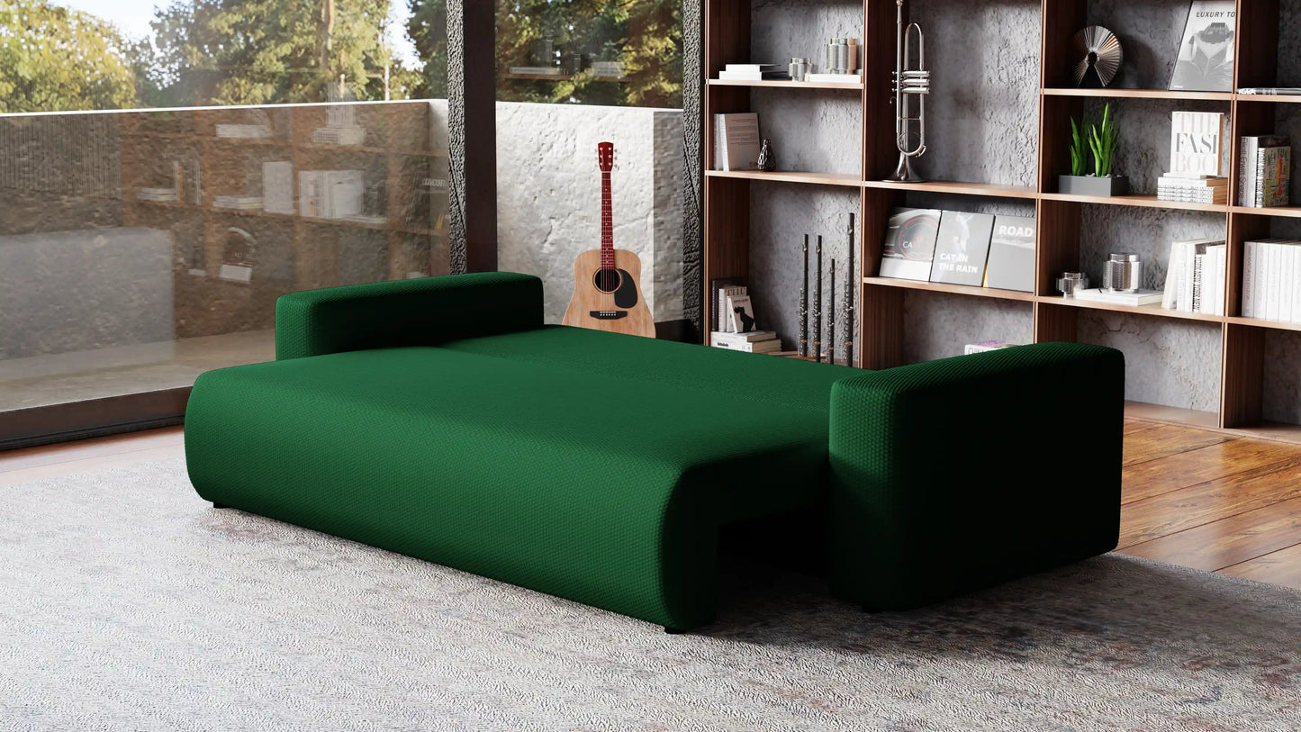 Sofa Loren 3-osobowa wolnostojąca – Onega łatwoczyszcząca, pojemnik, spanie