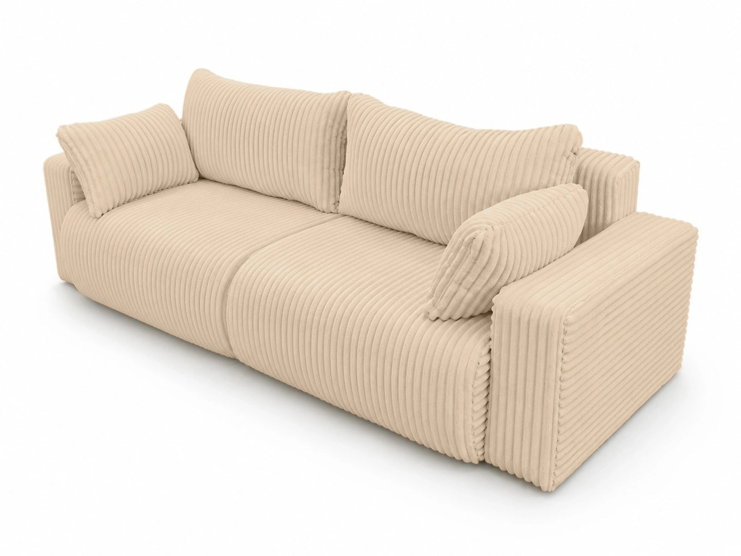 Sofa Lumo 3-osobowa wolnostojąca, gruby sztruks, pojemnik, funkcja spania