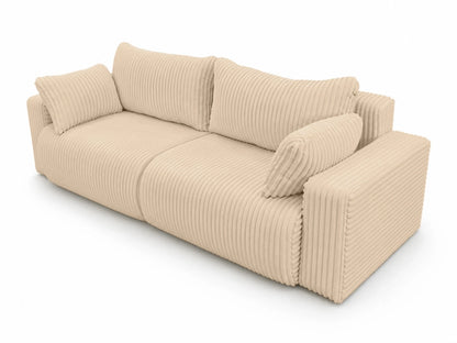 Sofa Lumo 3-osobowa wolnostojąca, gruby sztruks, pojemnik, funkcja spania