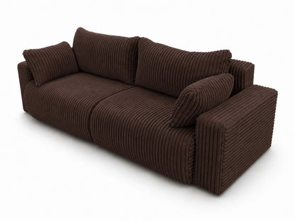 Sofa Lumo 3-osobowa wolnostojąca, gruby sztruks, pojemnik, funkcja spania