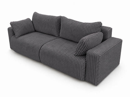 Sofa Lumo 3-osobowa wolnostojąca, gruby sztruks, pojemnik, funkcja spania