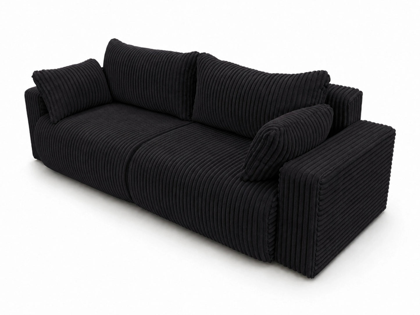 Sofa Lumo 3-osobowa wolnostojąca, gruby sztruks, pojemnik, funkcja spania