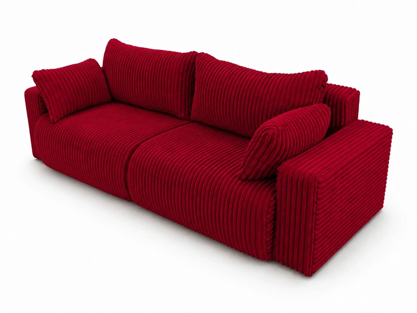 Sofa Lumo 3-osobowa wolnostojąca, gruby sztruks, pojemnik, funkcja spania