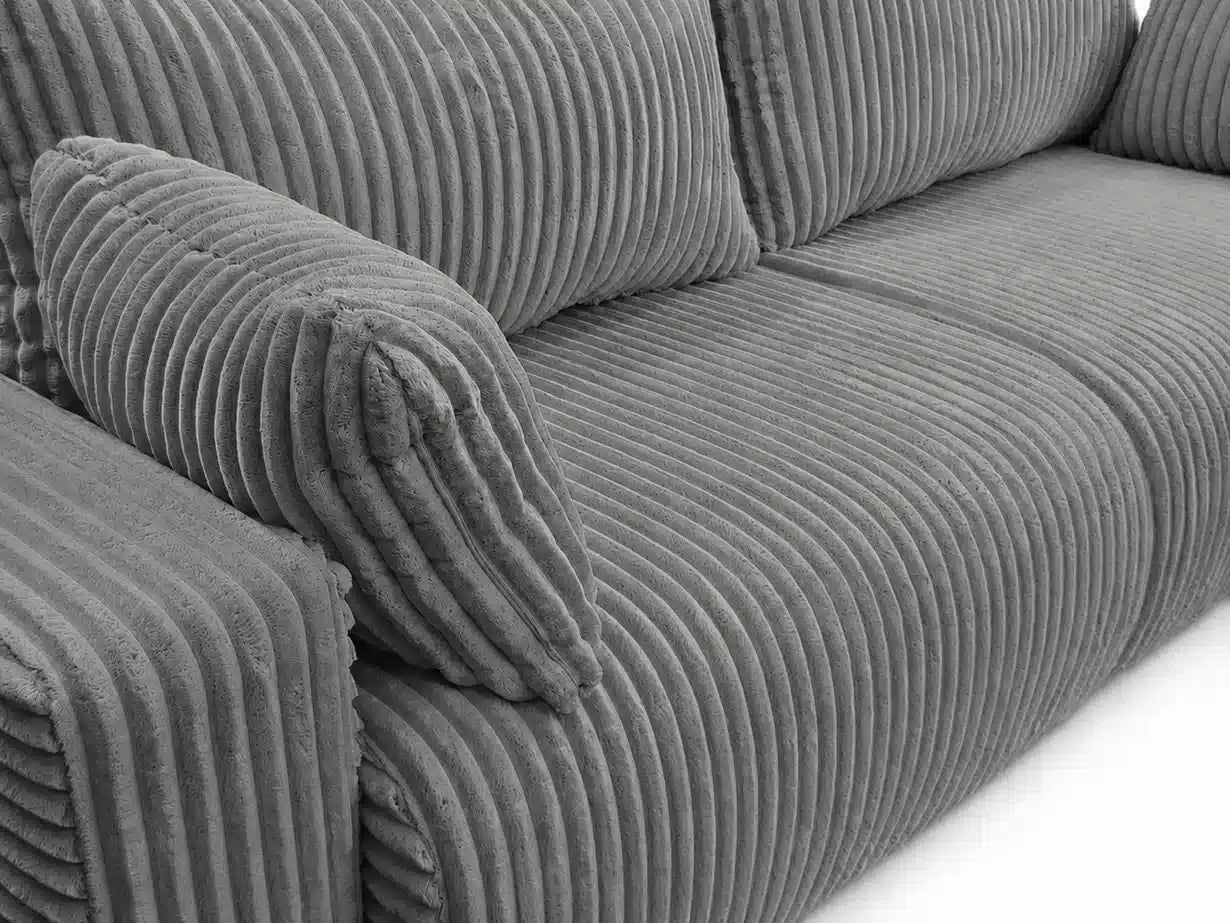 Sofa Lumo 3-osobowa wolnostojąca, gruby sztruks, pojemnik, funkcja spania