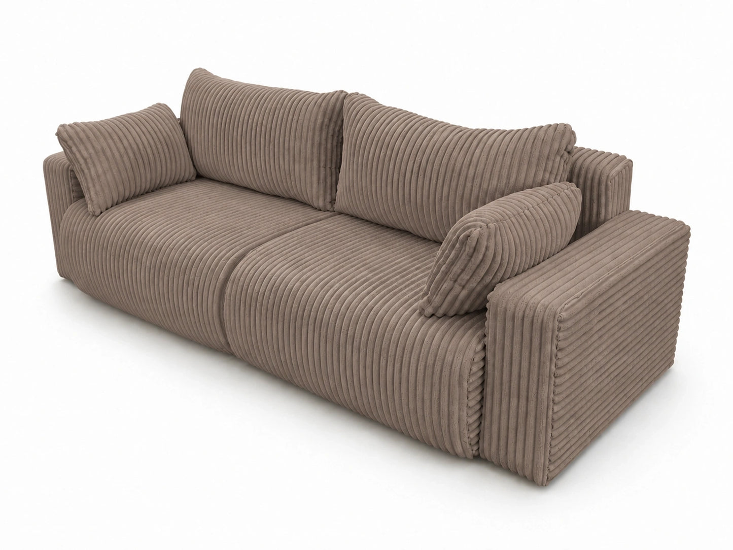 Sofa Lumo 3-osobowa wolnostojąca, gruby sztruks, pojemnik, funkcja spania