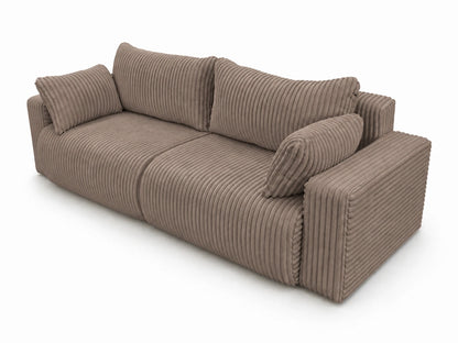 Sofa Lumo 3-osobowa wolnostojąca, gruby sztruks, pojemnik, funkcja spania