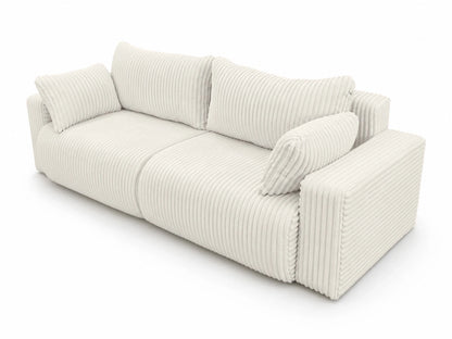 Sofa Lumo 3-osobowa wolnostojąca, gruby sztruks, pojemnik, funkcja spania
