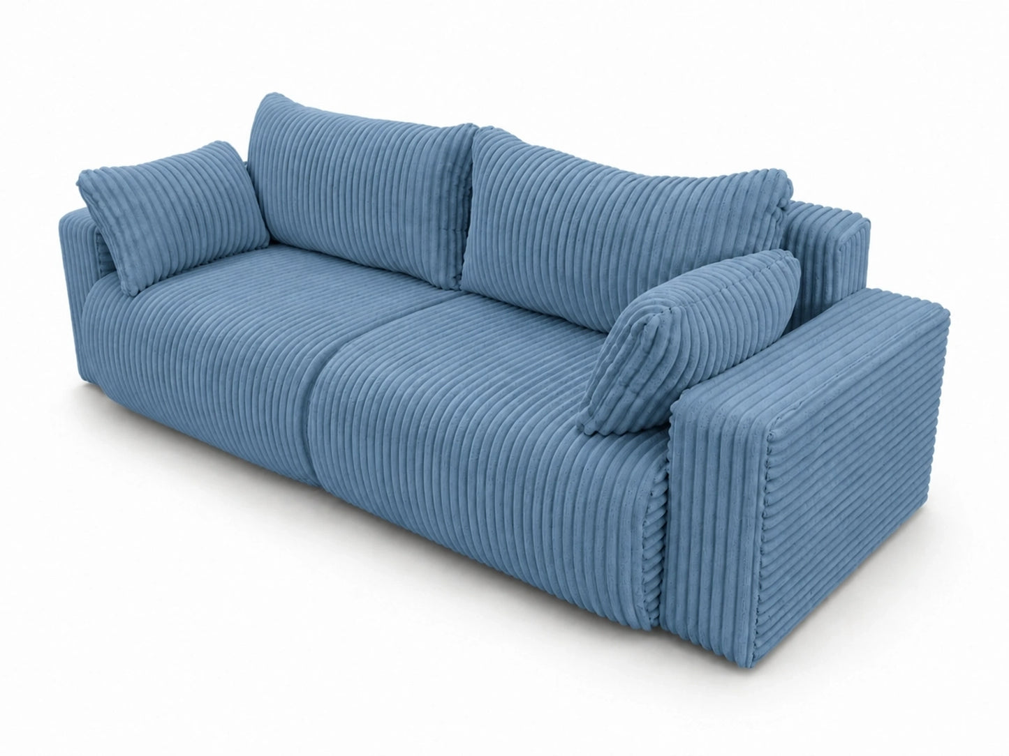 Sofa Lumo 3-osobowa wolnostojąca, gruby sztruks, pojemnik, funkcja spania