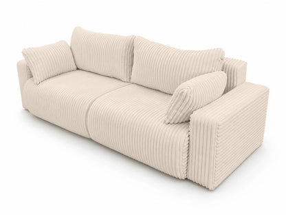 Sofa Lumo 3-osobowa wolnostojąca, gruby sztruks, pojemnik, funkcja spania