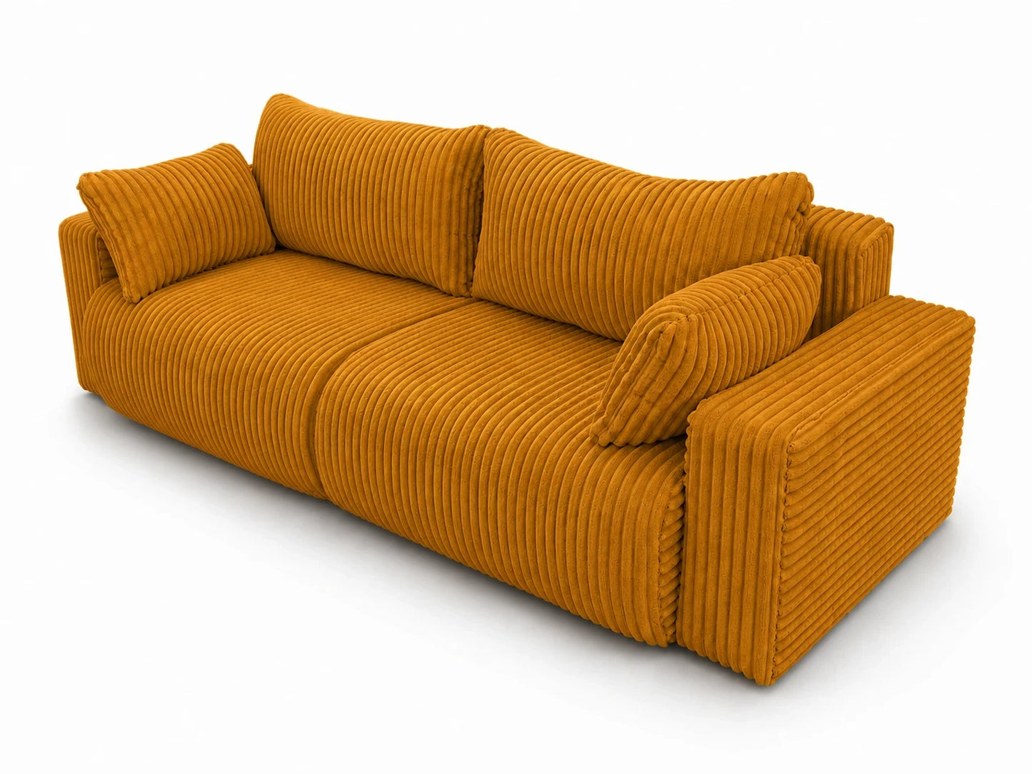 Sofa Lumo 3-osobowa wolnostojąca, gruby sztruks, pojemnik, funkcja spania