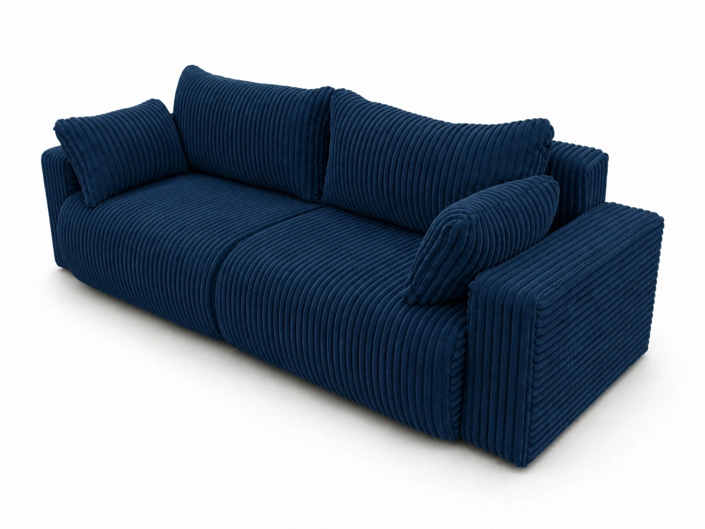 Sofa Lumo 3-osobowa wolnostojąca, gruby sztruks, pojemnik, funkcja spania