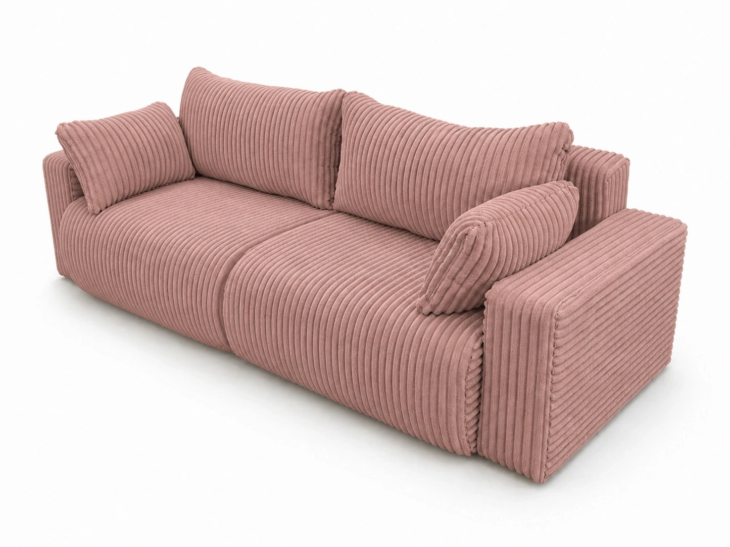Sofa Lumo 3-osobowa wolnostojąca, gruby sztruks, pojemnik, funkcja spania