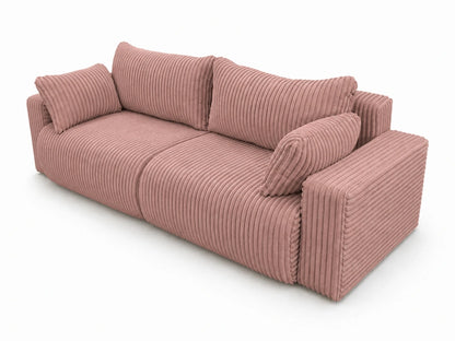Sofa Lumo 3-osobowa wolnostojąca, gruby sztruks, pojemnik, funkcja spania