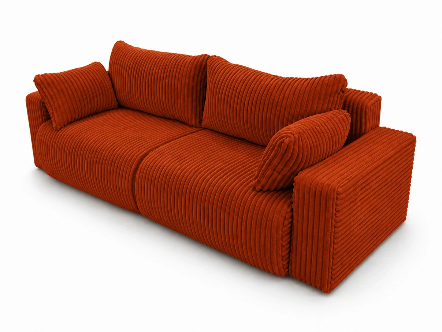 Sofa Lumo 3-osobowa wolnostojąca, gruby sztruks, pojemnik, funkcja spania