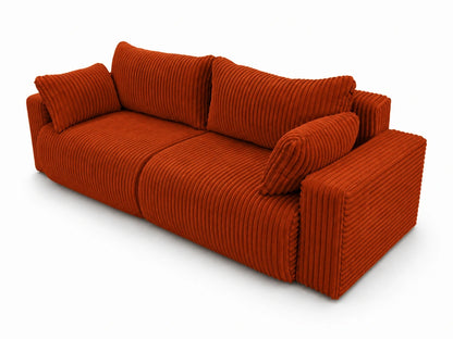 Sofa Lumo 3-osobowa wolnostojąca, gruby sztruks, pojemnik, funkcja spania