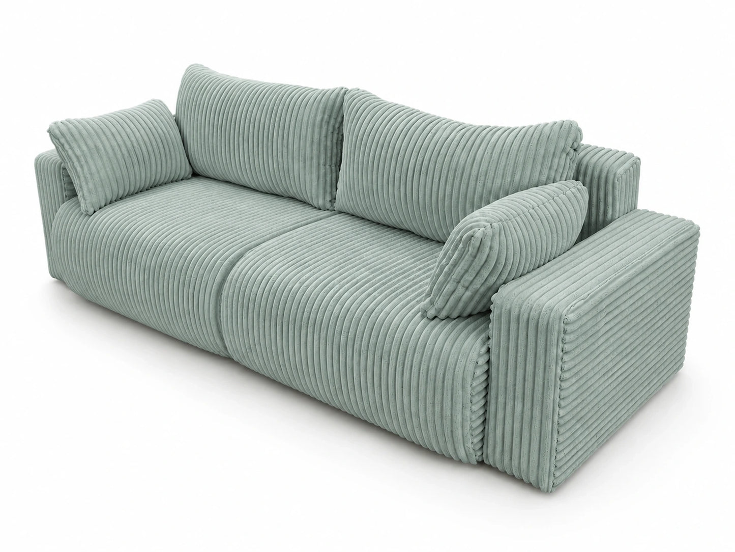 Sofa Lumo 3-osobowa wolnostojąca, gruby sztruks, pojemnik, funkcja spania