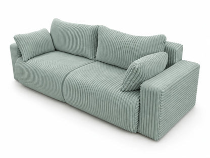 Sofa Lumo 3-osobowa wolnostojąca, gruby sztruks, pojemnik, funkcja spania