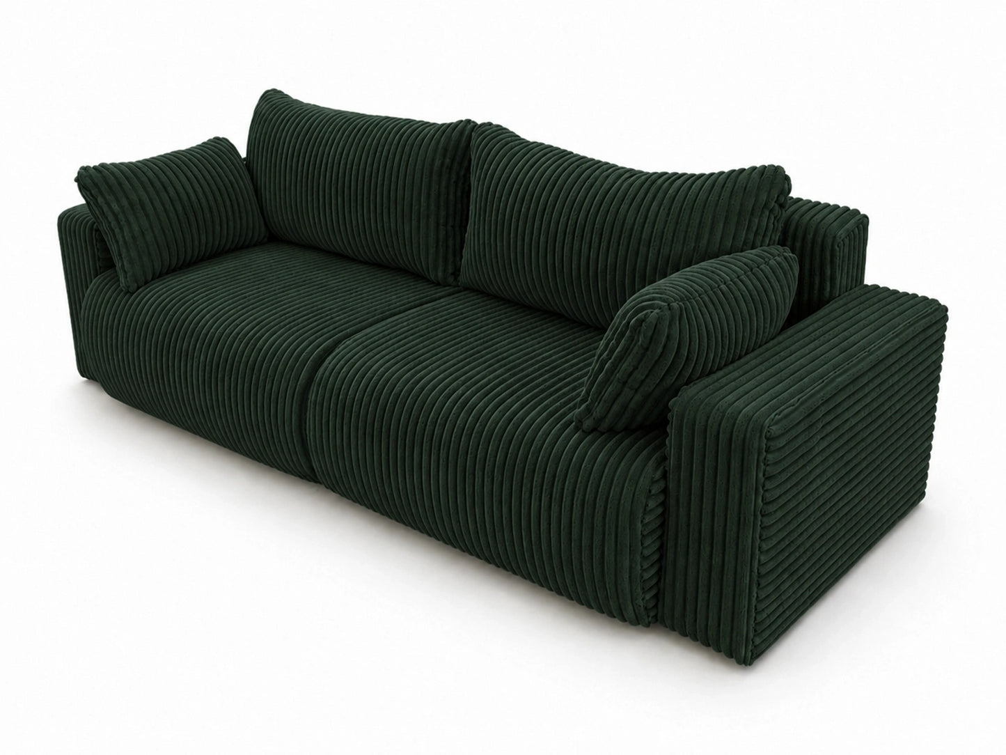 Sofa Lumo 3-osobowa wolnostojąca, gruby sztruks, pojemnik, funkcja spania