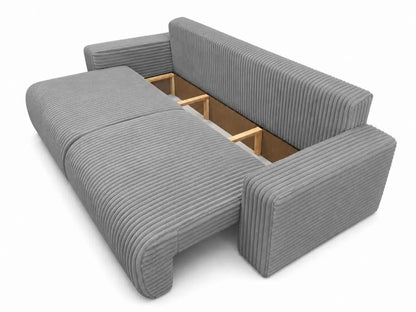 Sofa Lumo 3-osobowa wolnostojąca, gruby sztruks, pojemnik, funkcja spania