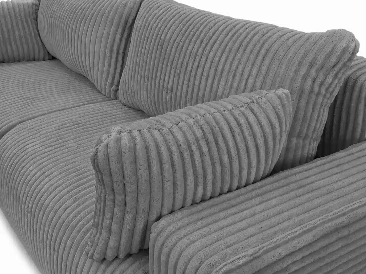 Sofa Lumo 3-osobowa wolnostojąca, gruby sztruks, pojemnik, funkcja spania