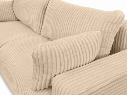 Sofa Lumo 3-osobowa wolnostojąca, gruby sztruks, pojemnik, funkcja spania
