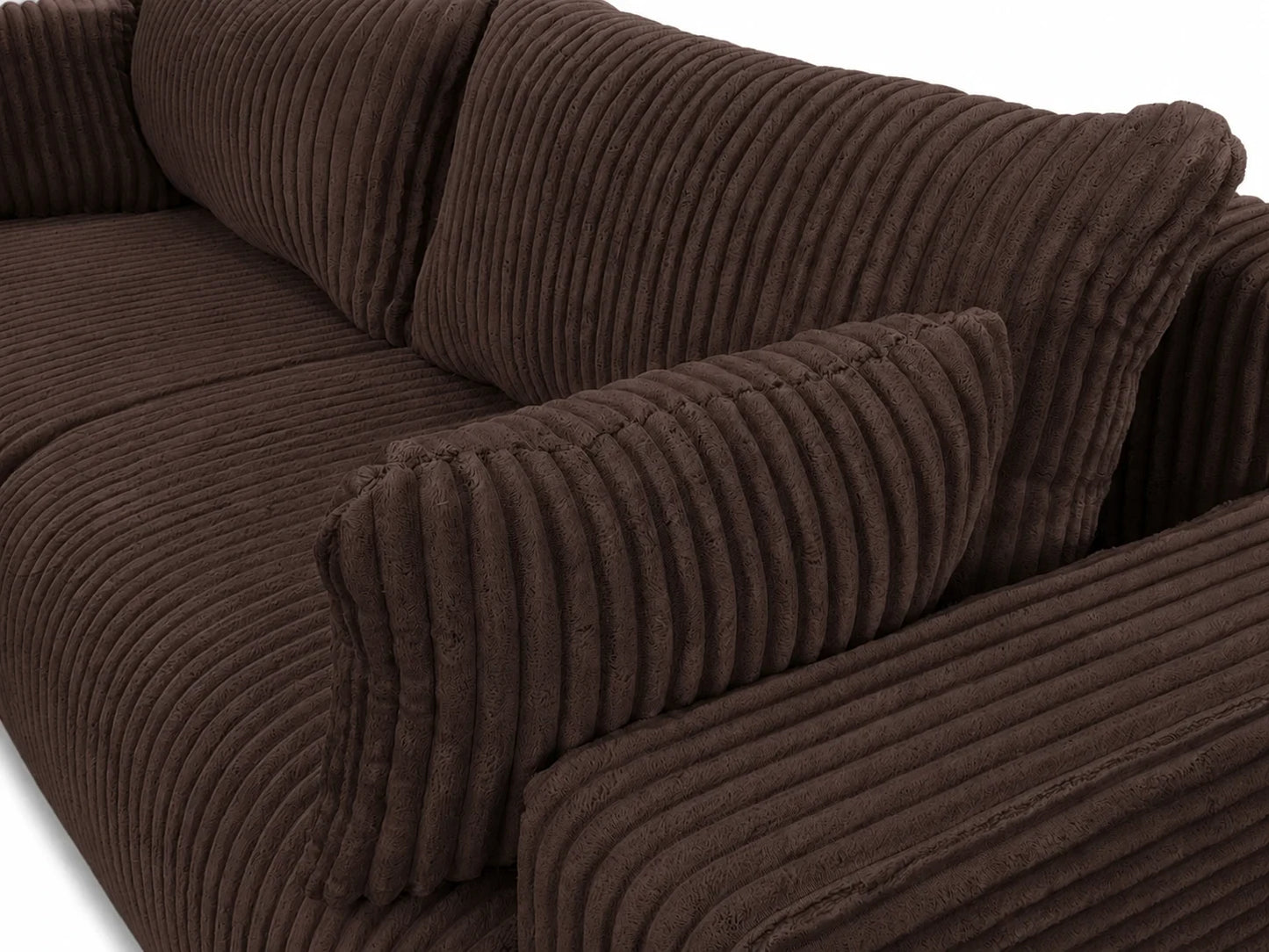 Sofa Lumo 3-osobowa wolnostojąca, gruby sztruks, pojemnik, funkcja spania