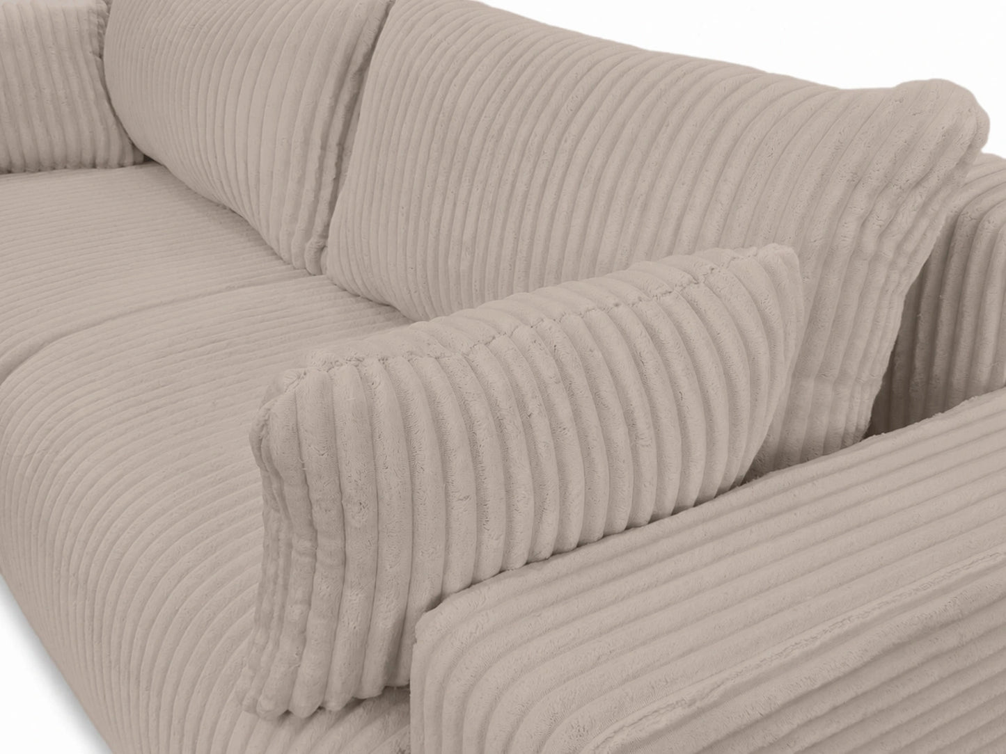Sofa Lumo 3-osobowa wolnostojąca, gruby sztruks, pojemnik, funkcja spania