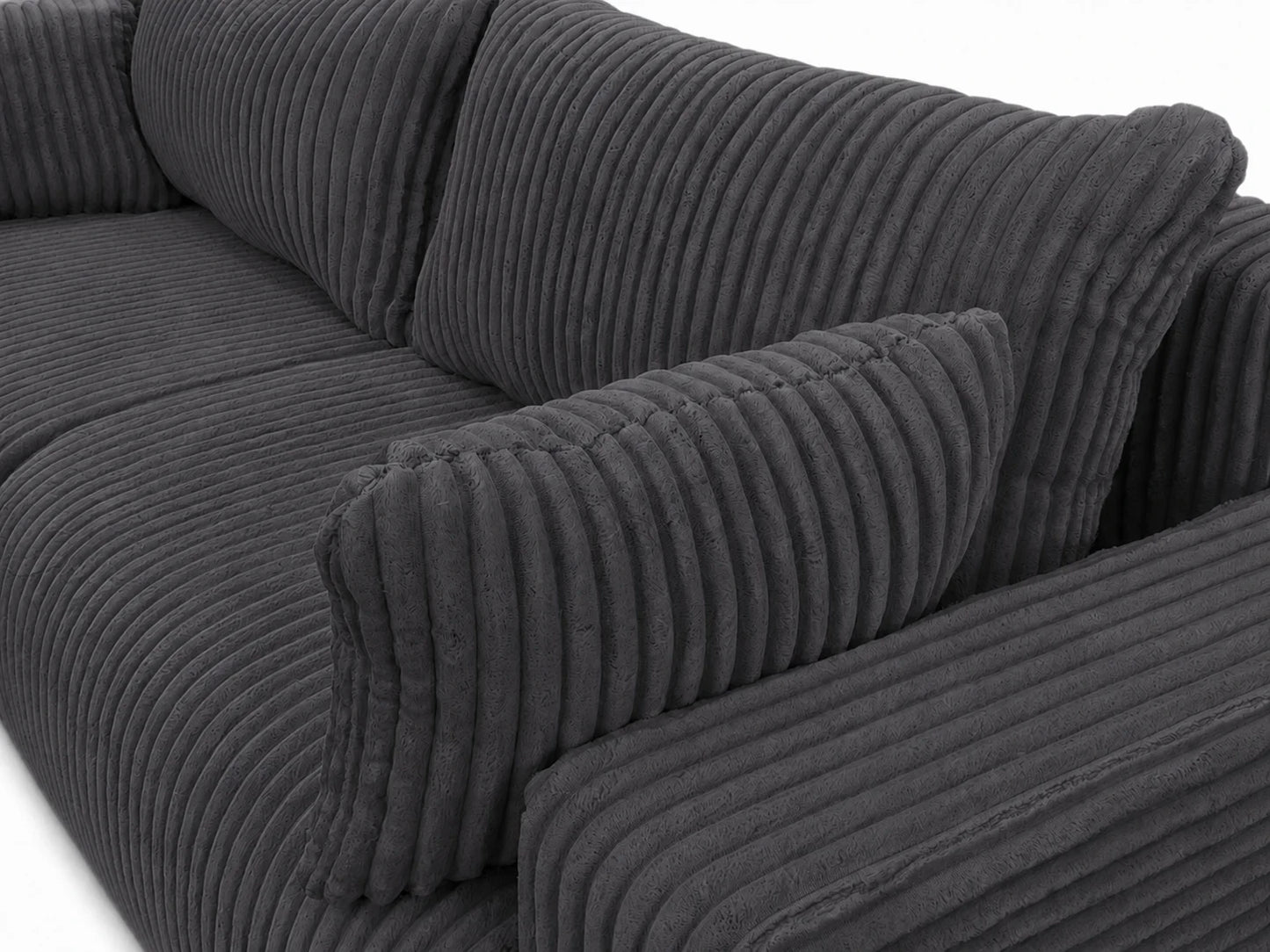 Sofa Lumo 3-osobowa wolnostojąca, gruby sztruks, pojemnik, funkcja spania