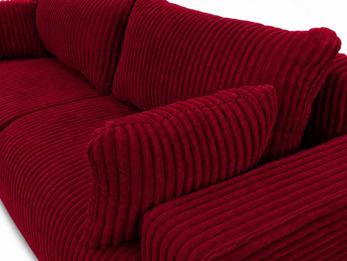 Sofa Lumo 3-osobowa wolnostojąca, gruby sztruks, pojemnik, funkcja spania