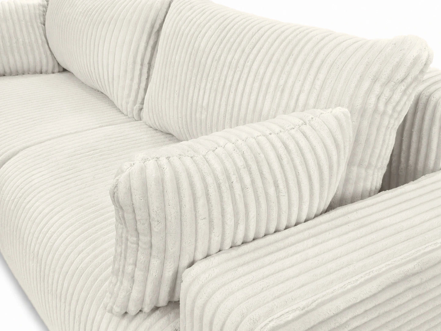 Sofa Lumo 3-osobowa wolnostojąca, gruby sztruks, pojemnik, funkcja spania