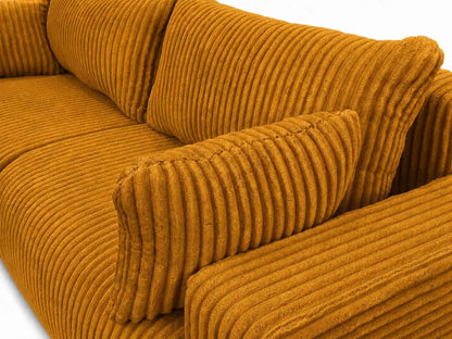 Sofa Lumo 3-osobowa wolnostojąca, gruby sztruks, pojemnik, funkcja spania