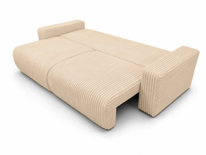 Sofa Lumo 3-osobowa wolnostojąca, gruby sztruks, pojemnik, funkcja spania