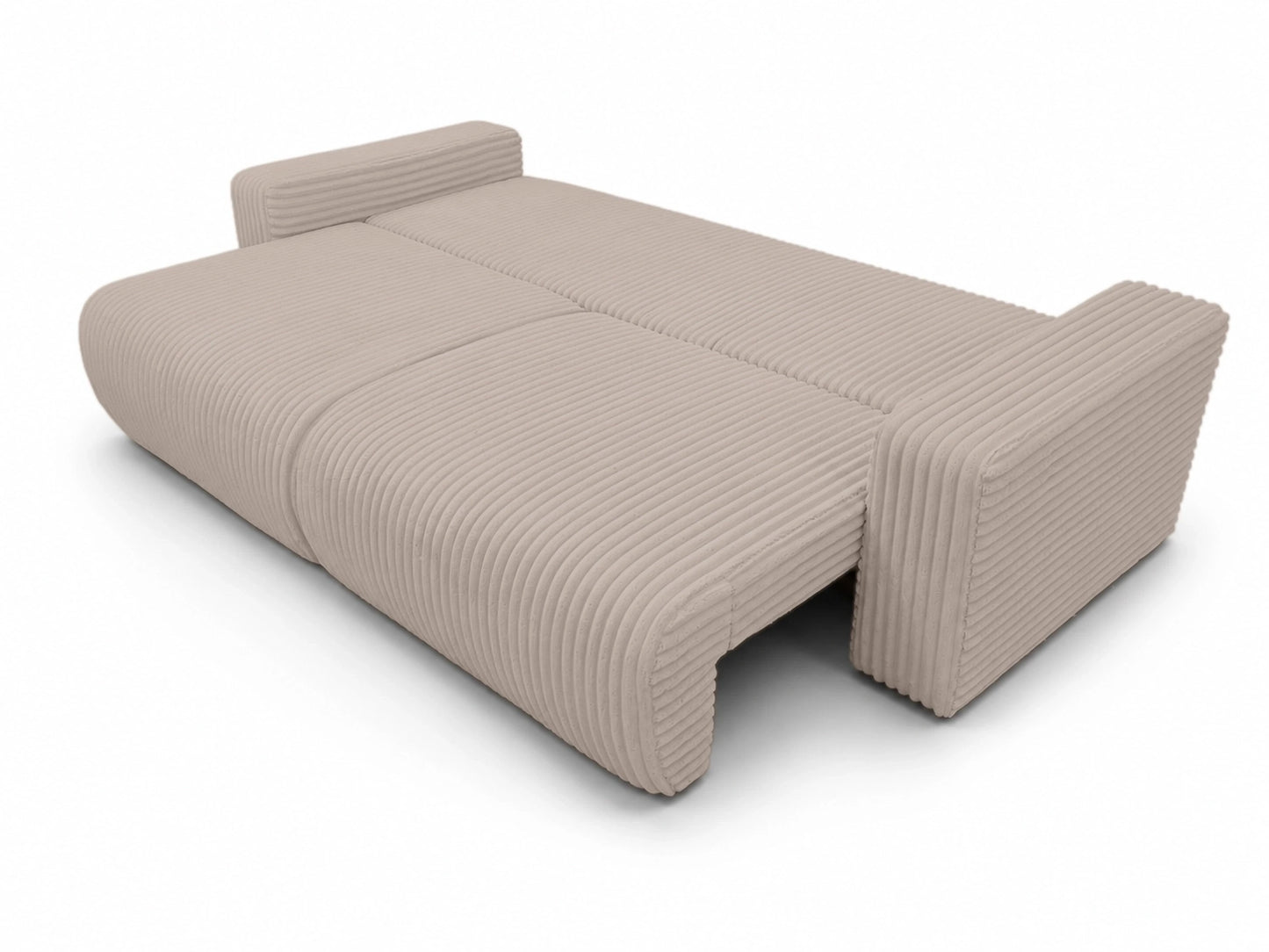 Sofa Lumo 3-osobowa wolnostojąca, gruby sztruks, pojemnik, funkcja spania