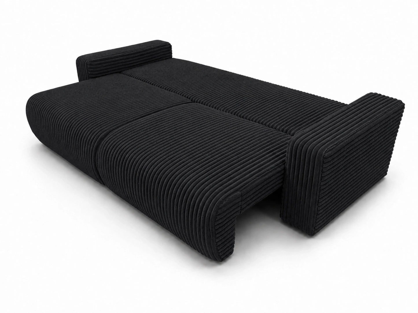 Sofa Lumo 3-osobowa wolnostojąca, gruby sztruks, pojemnik, funkcja spania