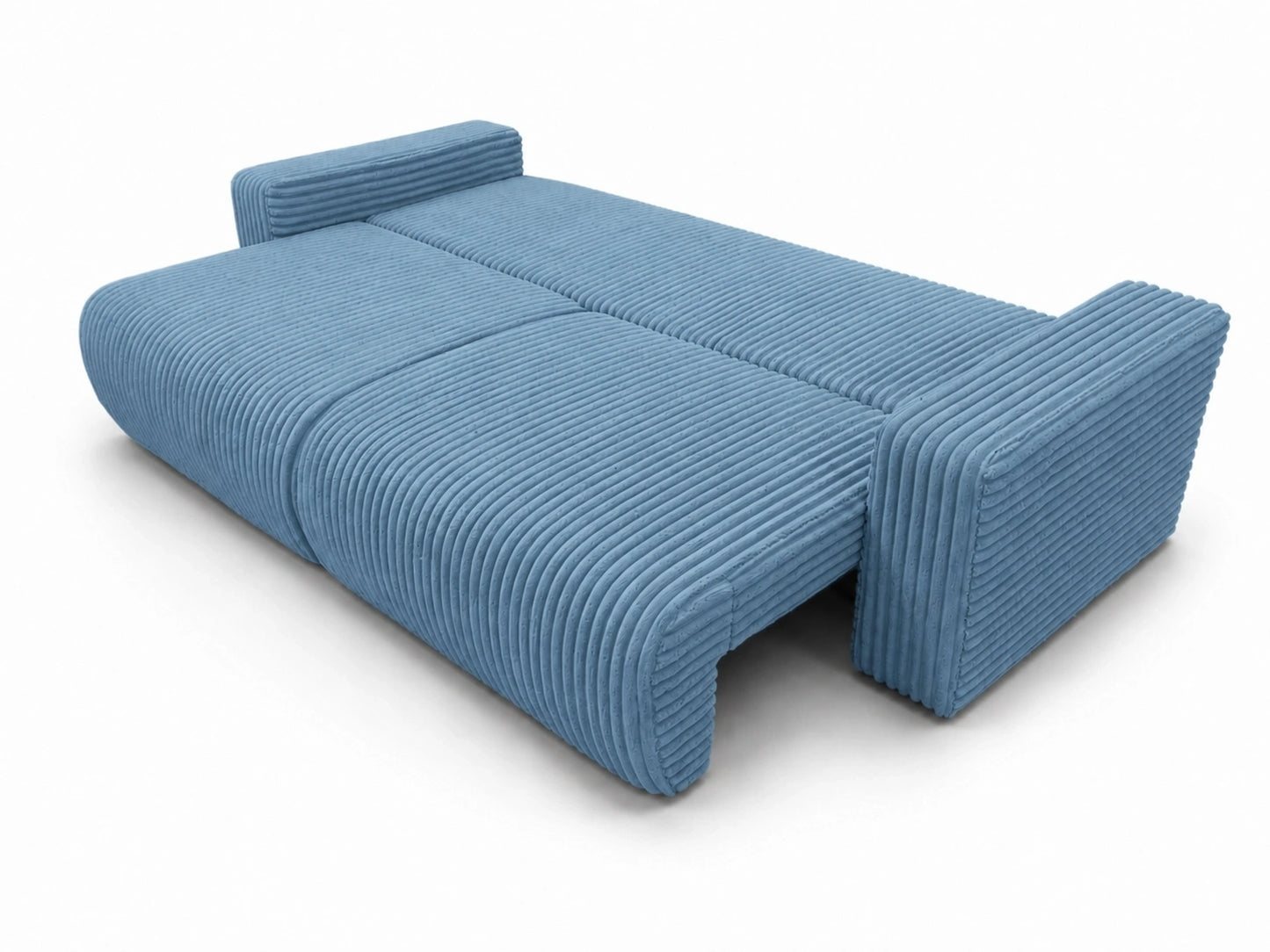 Sofa Lumo 3-osobowa wolnostojąca, gruby sztruks, pojemnik, funkcja spania