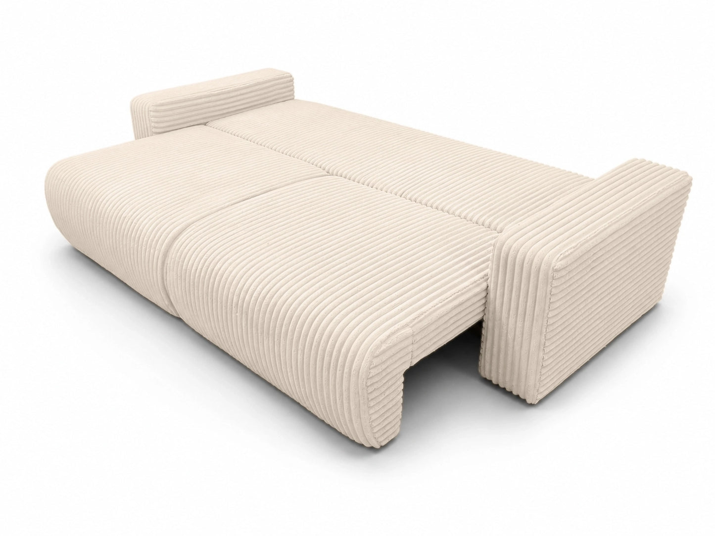 Sofa Lumo 3-osobowa wolnostojąca, gruby sztruks, pojemnik, funkcja spania