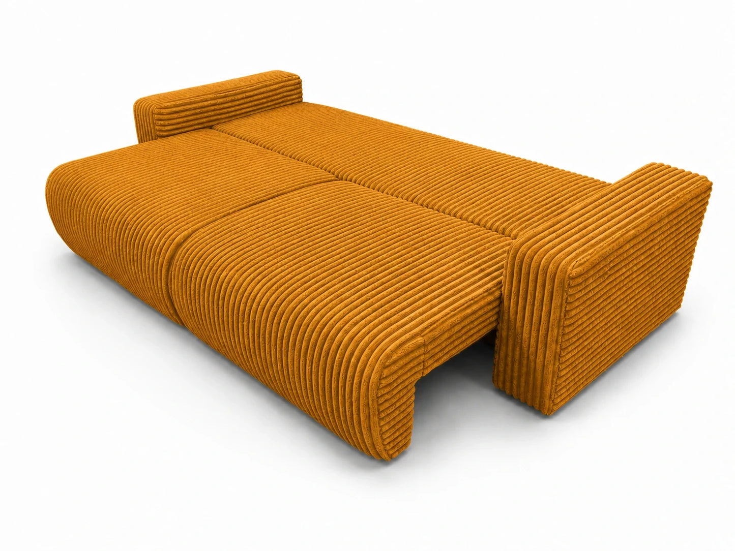 Sofa Lumo 3-osobowa wolnostojąca, gruby sztruks, pojemnik, funkcja spania