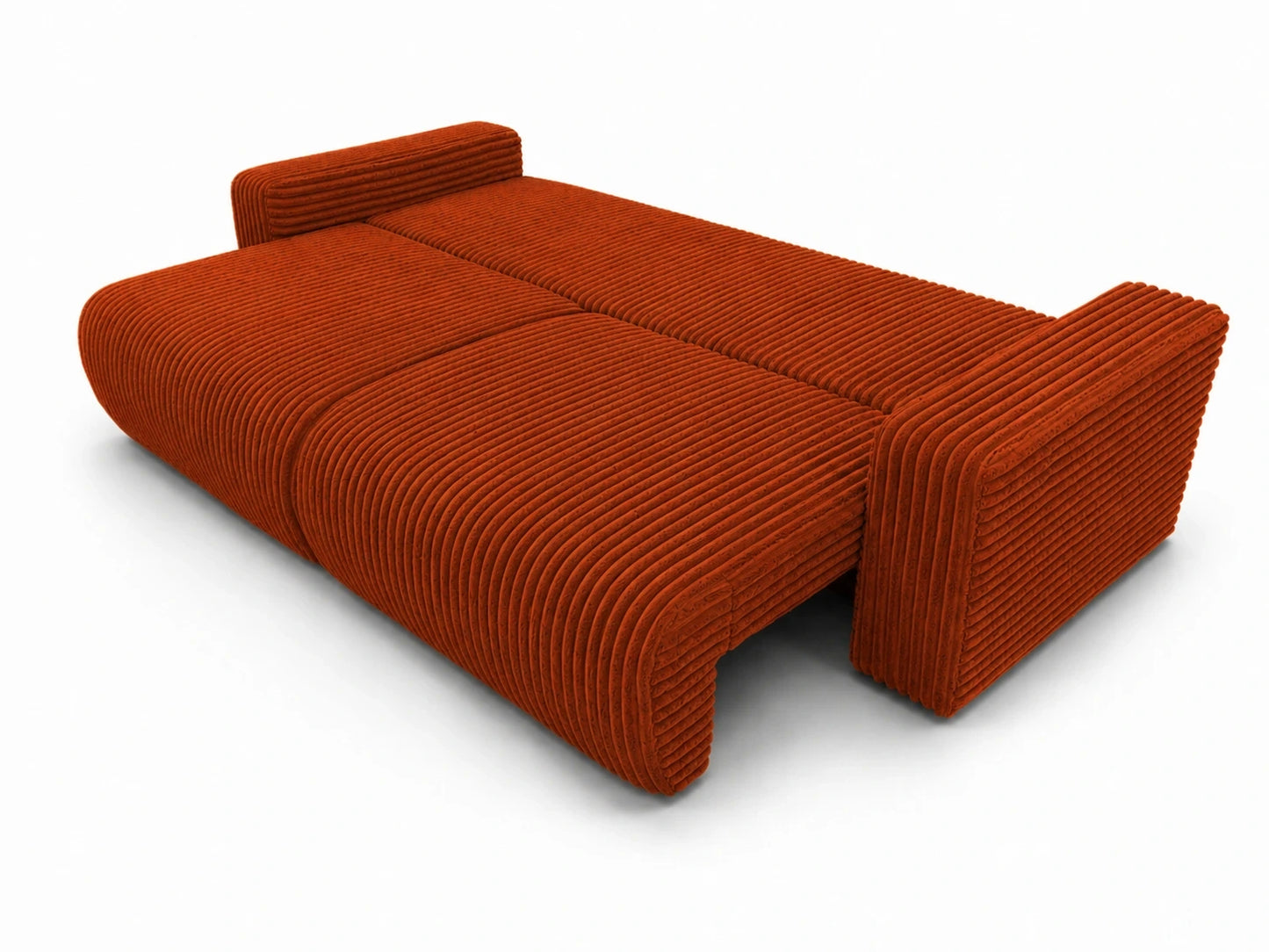 Sofa Lumo 3-osobowa wolnostojąca, gruby sztruks, pojemnik, funkcja spania